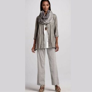 Eileen Fisher Women’s Stretch Linen Viscose Side Zip Gray Pants Sz 10‎